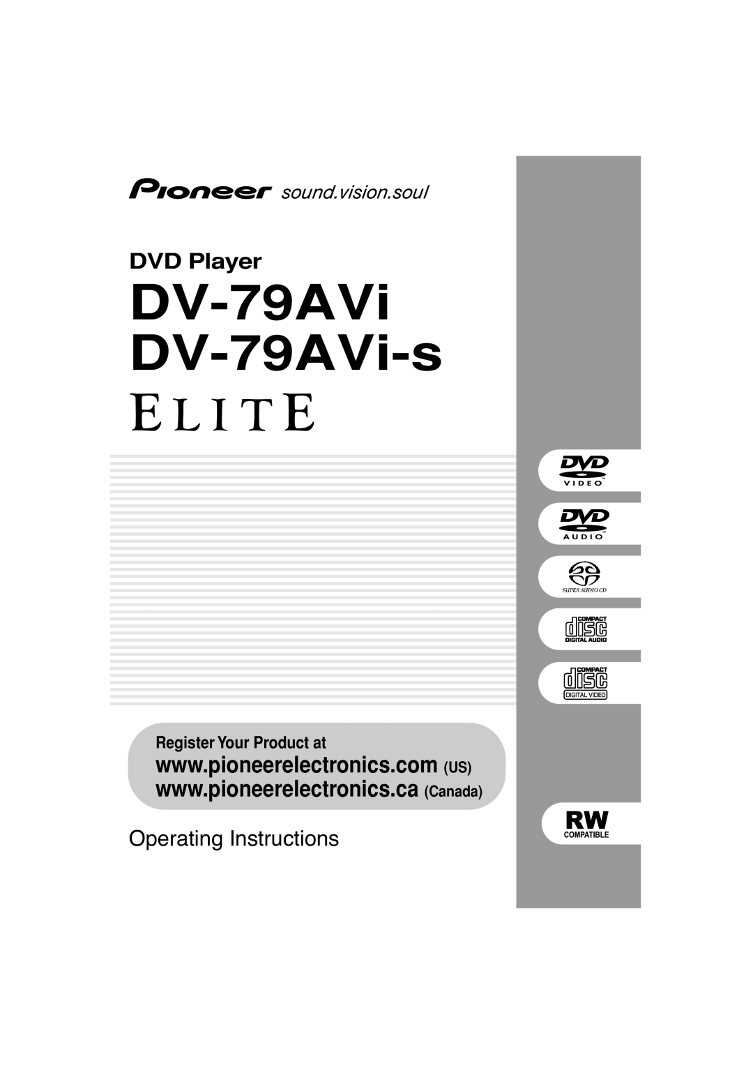 Pioneer operating instructions DV-79AViDV-79AVi-s 