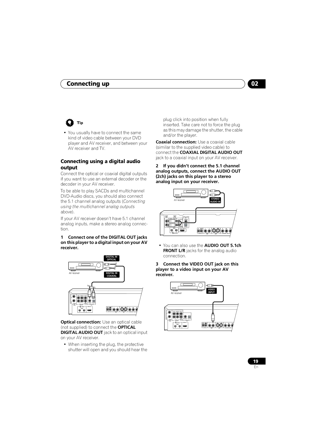 Pioneer DV-79AVi-s operating instructions Connecting using a digital audio output, Digital Optical 