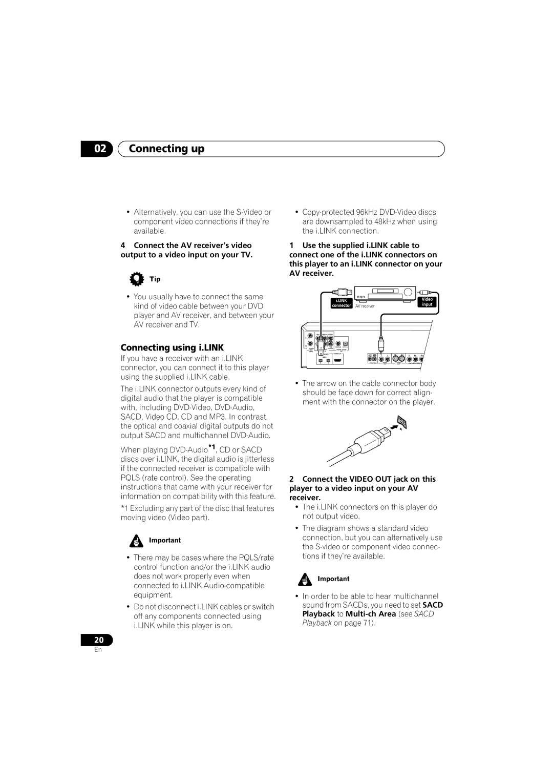 Pioneer DV-79AVi-s operating instructions Connecting using i.LINK, Connector AV receiver 