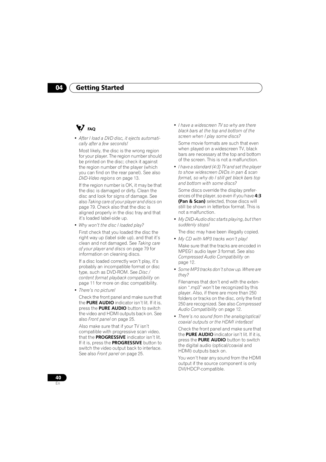 Pioneer DV-79AVi-s operating instructions Why won’t the disc I loaded play?, Disc may have been illegally copied 