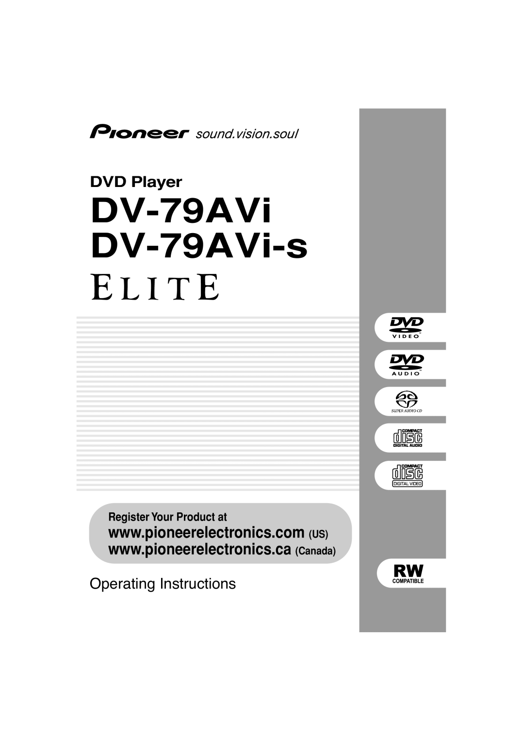 Pioneer operating instructions DV-79AVi DV-79AVi-s, DVD Player, Operating Instructions, Register Your Product at 