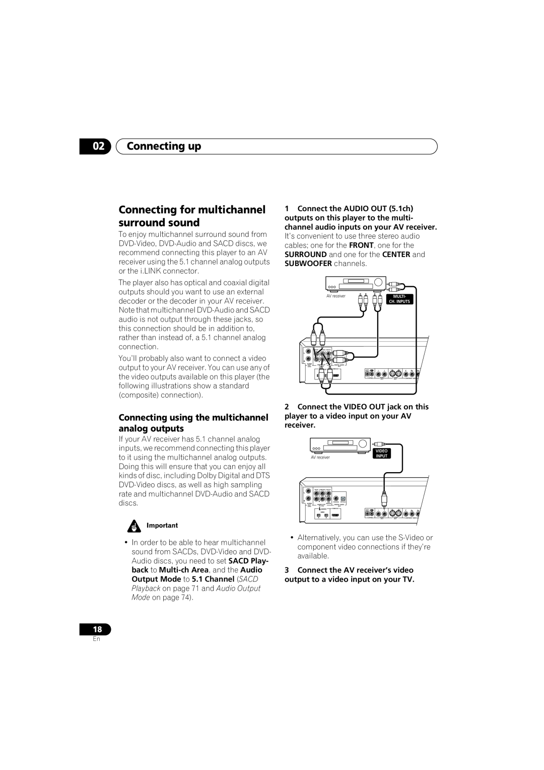 Pioneer DV-79AVi-s operating instructions Connecting up Connecting for multichannel surround sound 