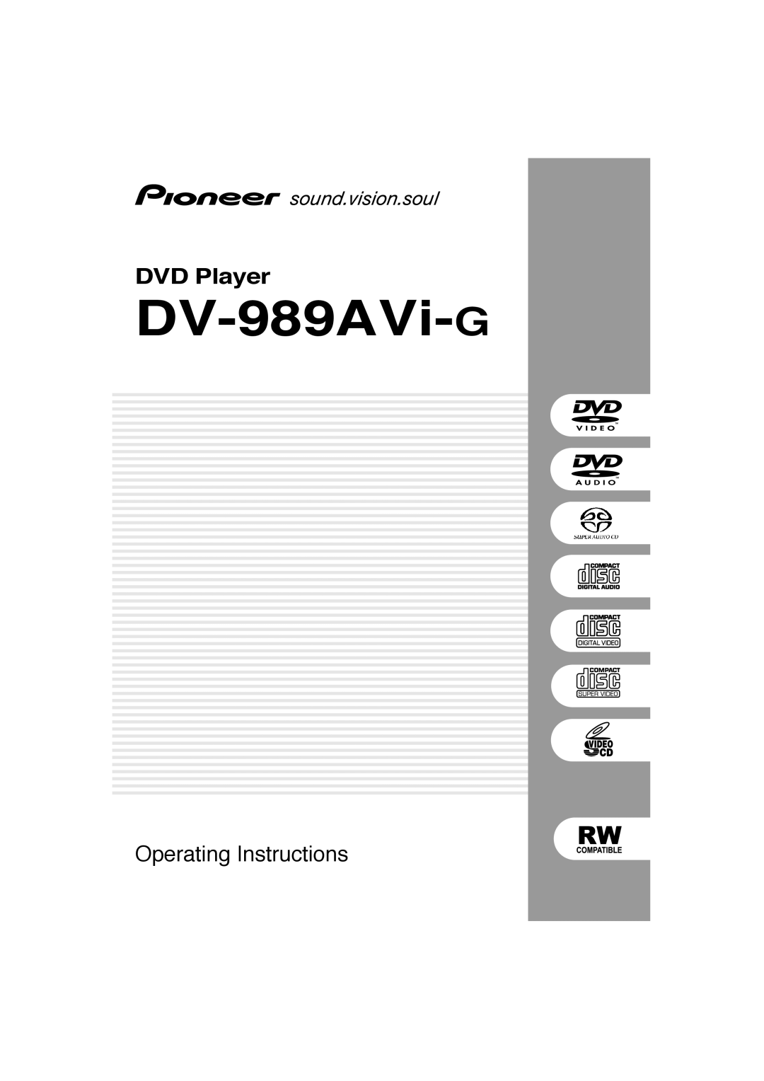 Pioneer DV-989AVi-G operating instructions 