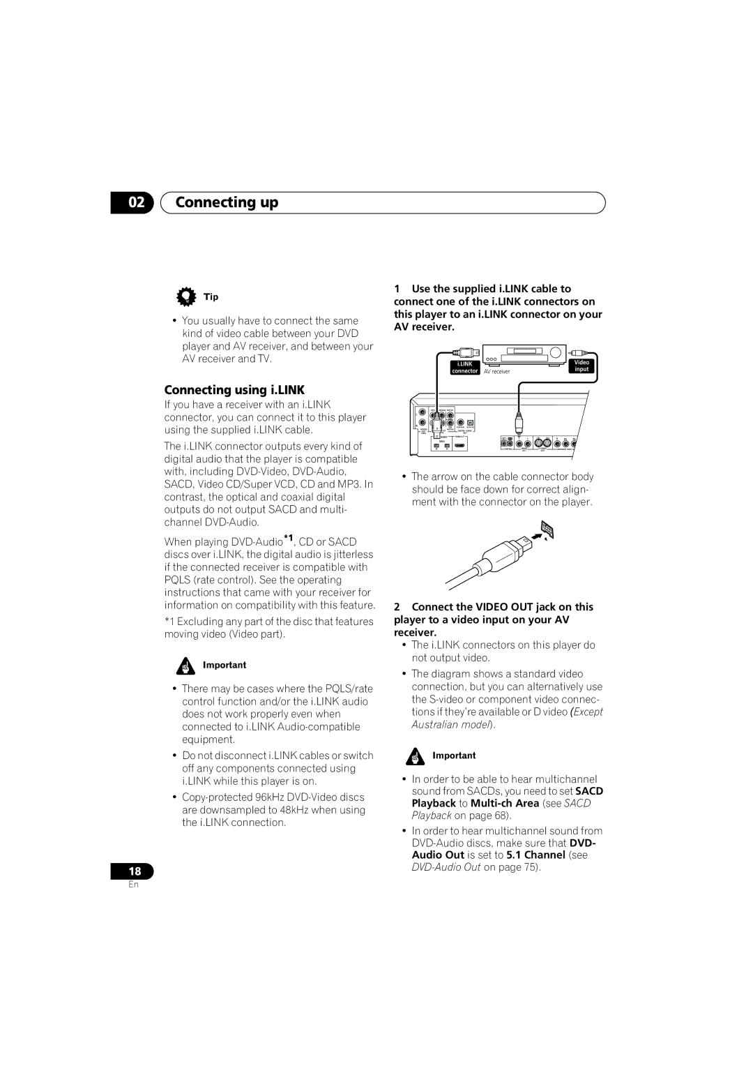 Pioneer DV-989AVi-G operating instructions Connecting using i.LINK, Connector AV receiver 