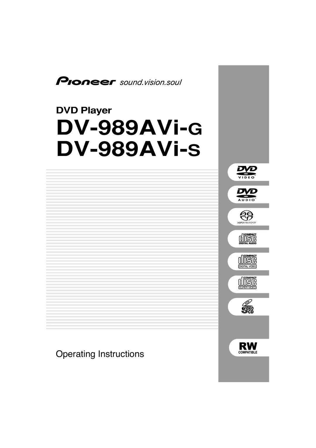 Pioneer operating instructions DV-989AVi-GDV-989AVi-S 