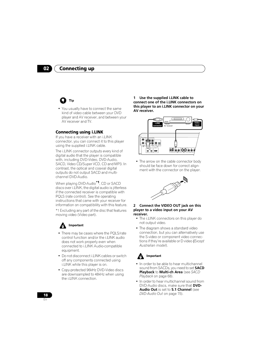 Pioneer DV-989AVi-S operating instructions Connecting using i.LINK, Connector AV receiver 