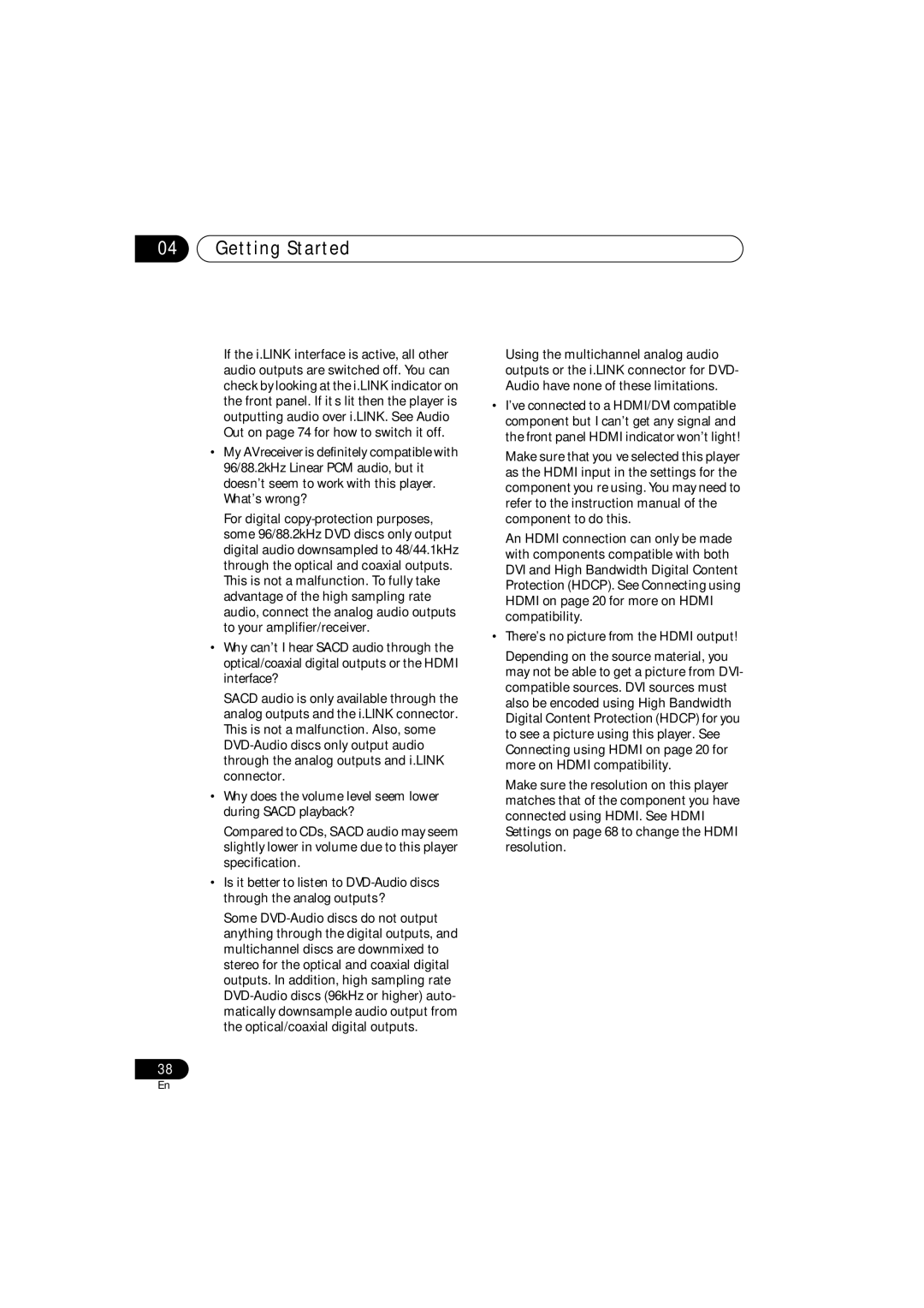 Pioneer DV-989AVi-S operating instructions Why does the volume level seem lower during Sacd playback? 