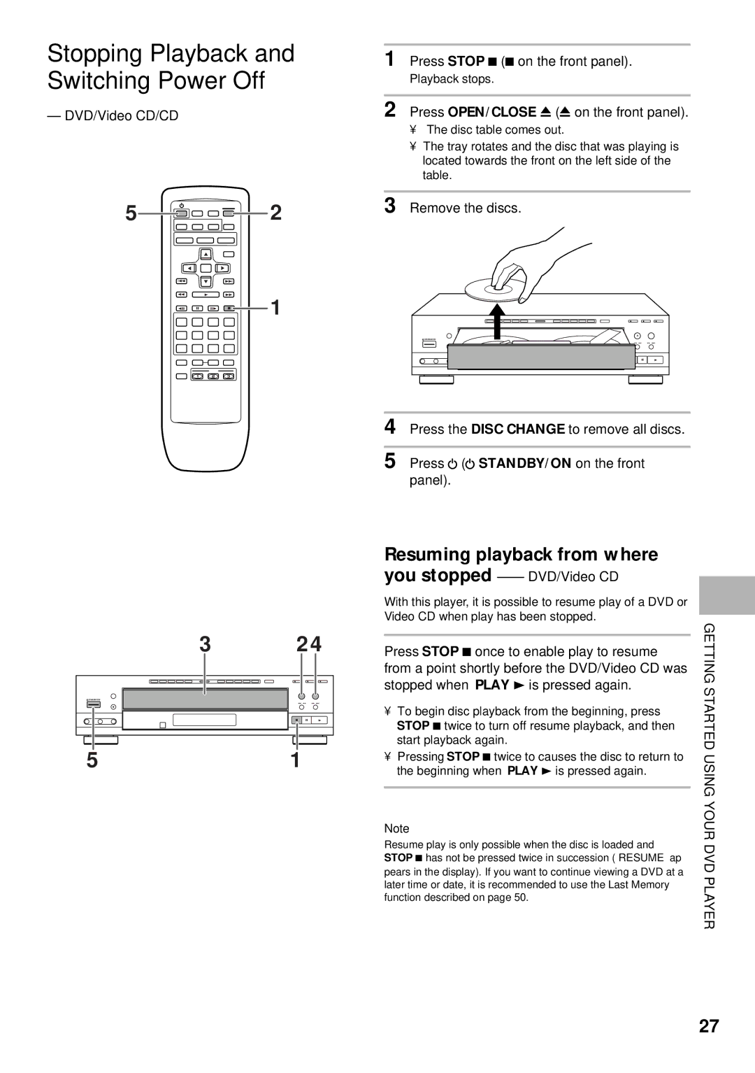 Pioneer DV-C302D operating instructions Resuming playback from where, You stopped -- DVD/Video CD 