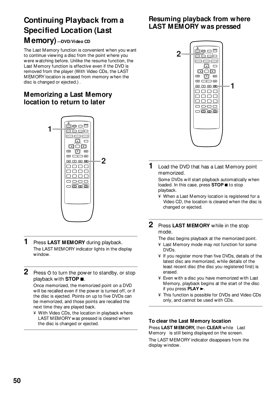 Pioneer DV-C302D operating instructions Memorizing a Last Memory location to return to later, Memory DVD/Video CD 