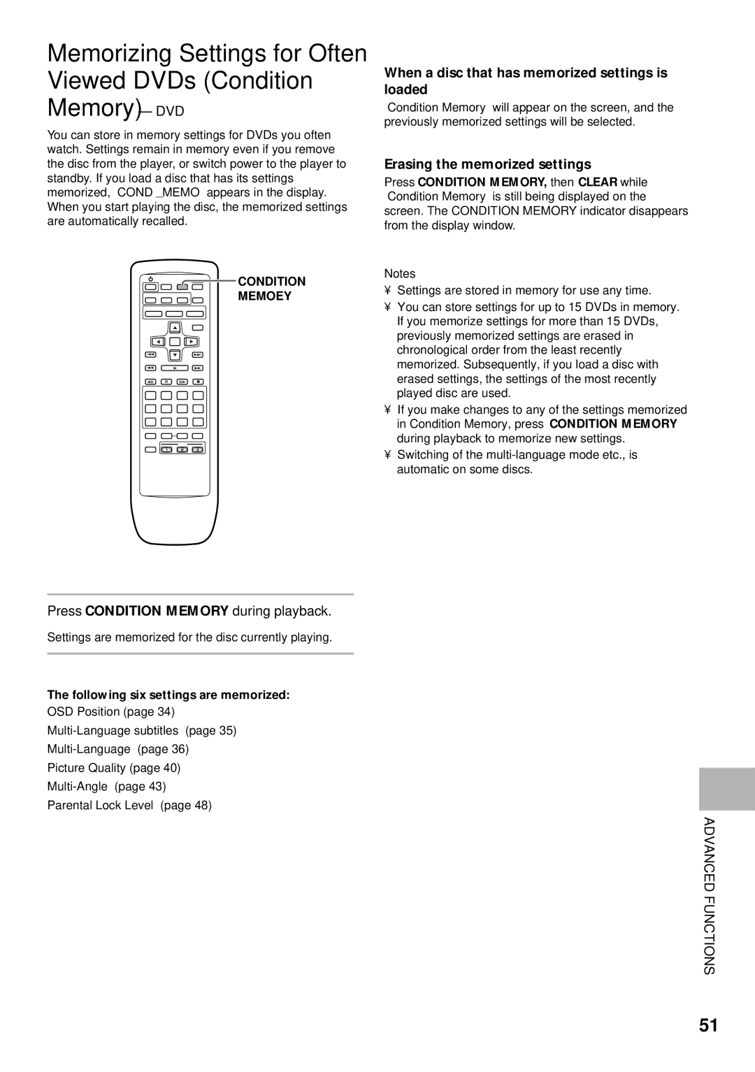 Pioneer DV-C302D operating instructions When a disc that has memorized settings is loaded, Erasing the memorized settings 