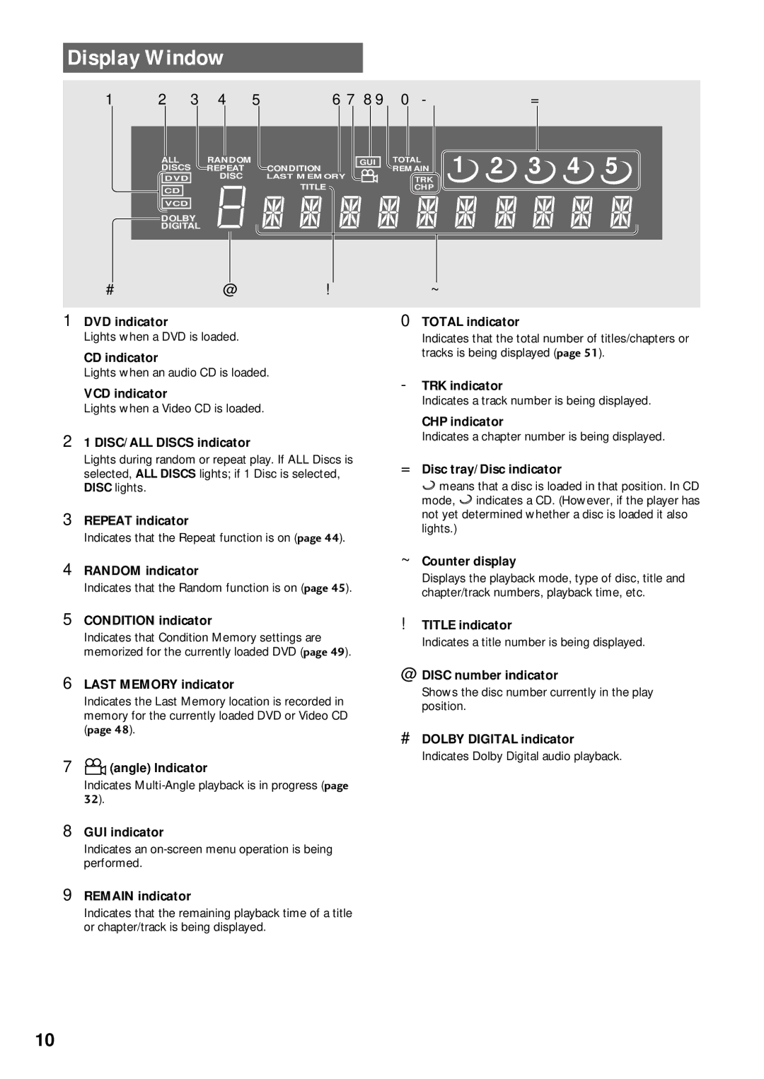 Pioneer DV-C503 operating instructions Display Window 