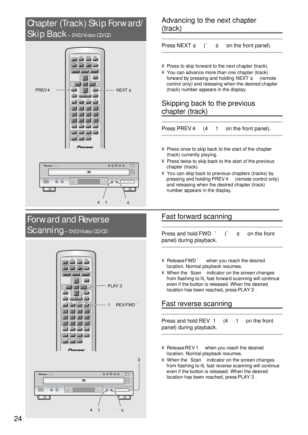 Pioneer DV-C503 operating instructions Chapter Track Skip Forward, Forward and Reverse 