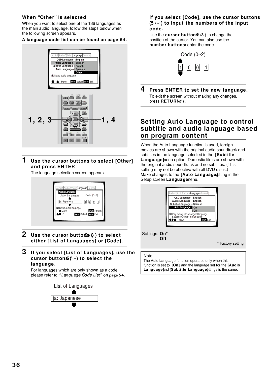 Pioneer DV-C503 operating instructions When Other is selected, Use the cursor buttons to select Other and press Enter 