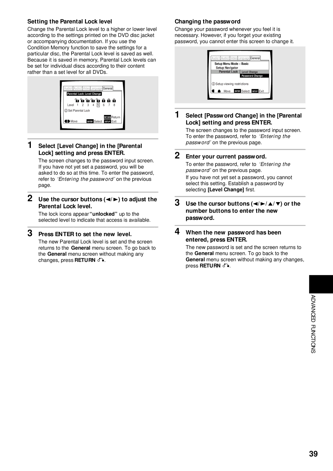 Pioneer DV-C503 operating instructions Advanced Functions 