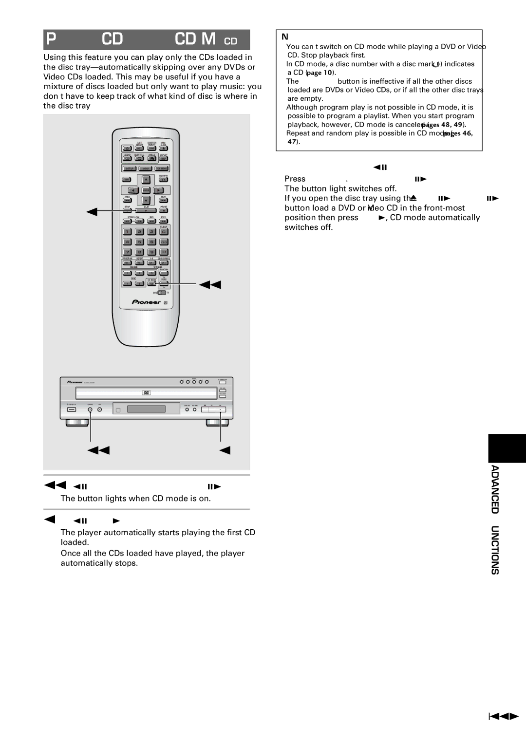 Pioneer DV-C603 operating instructions Press CD Mode, To switch off CD mode, Button lights when CD mode is on 