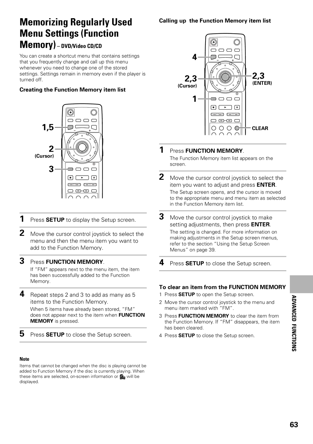 Pioneer DV-F07 operating instructions Memorizing Regularly Used Menu Settings Function 