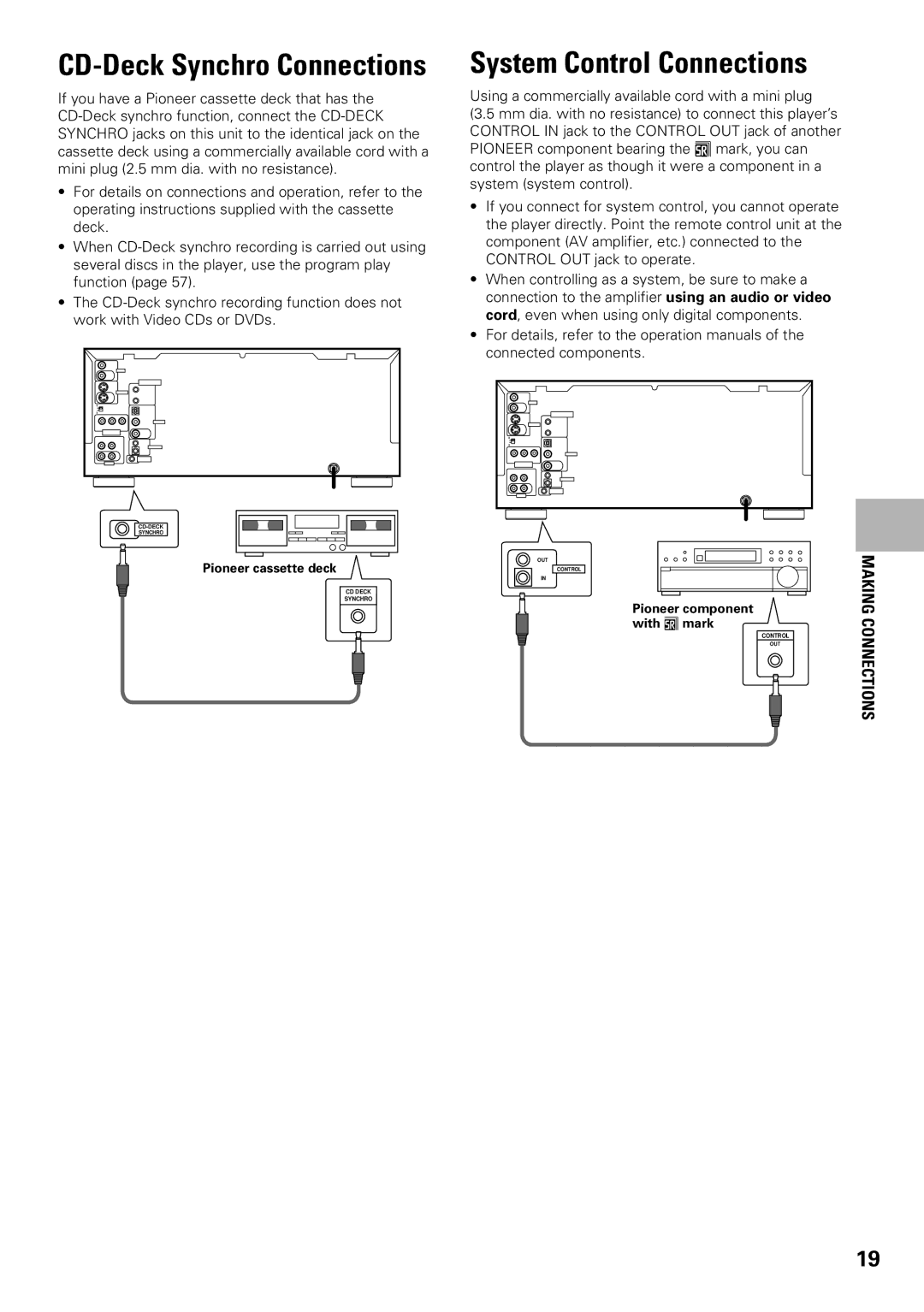 Pioneer DV-F727 operating instructions System Control Connections, Making Connections 