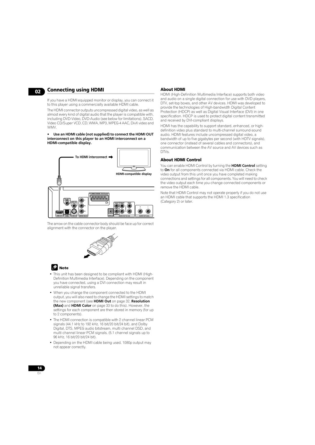 Pioneer DV-LX50 operating instructions Connecting using Hdmi, About Hdmi Control 