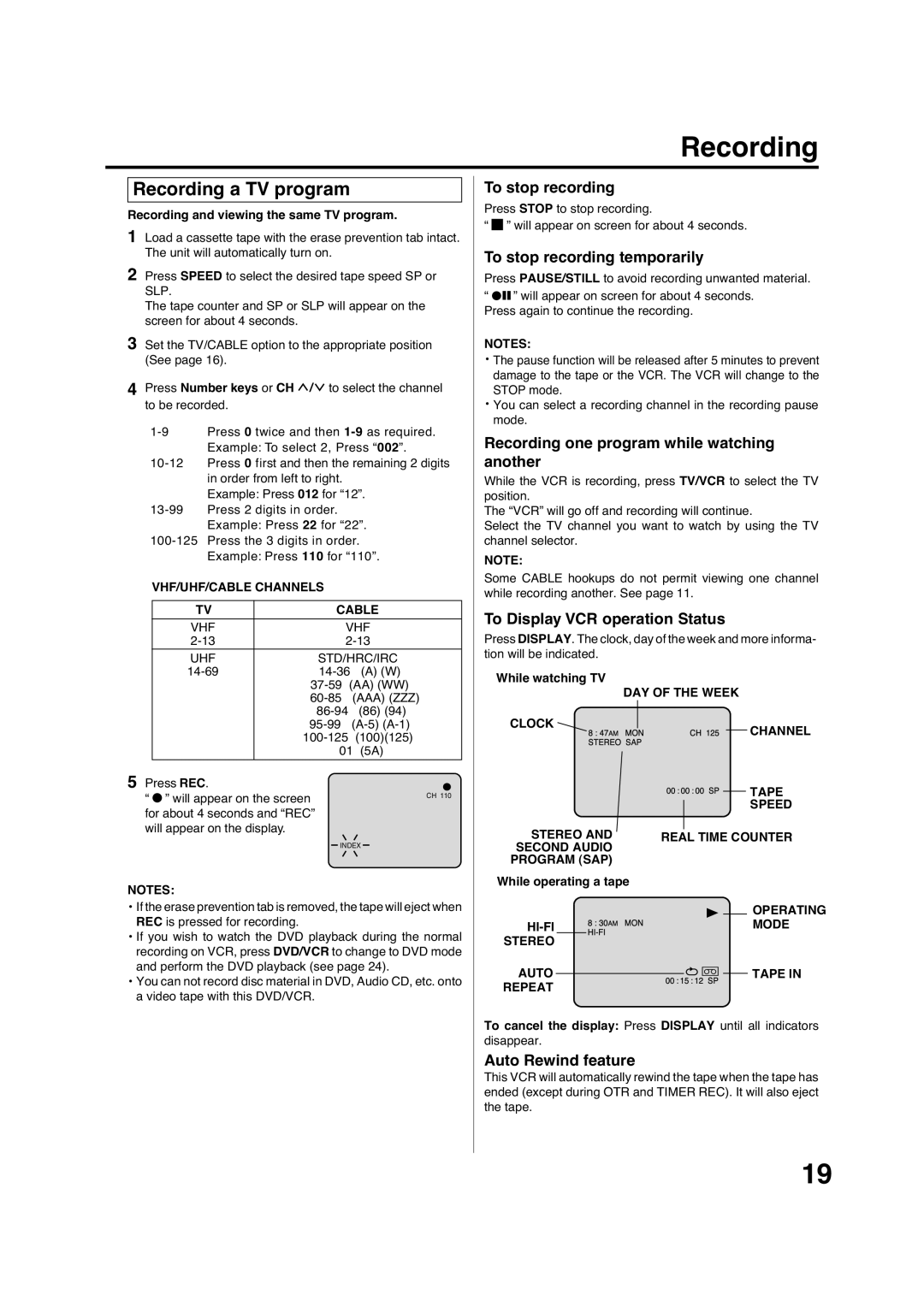 Pioneer DV-PT100 operating instructions Recording a TV program 