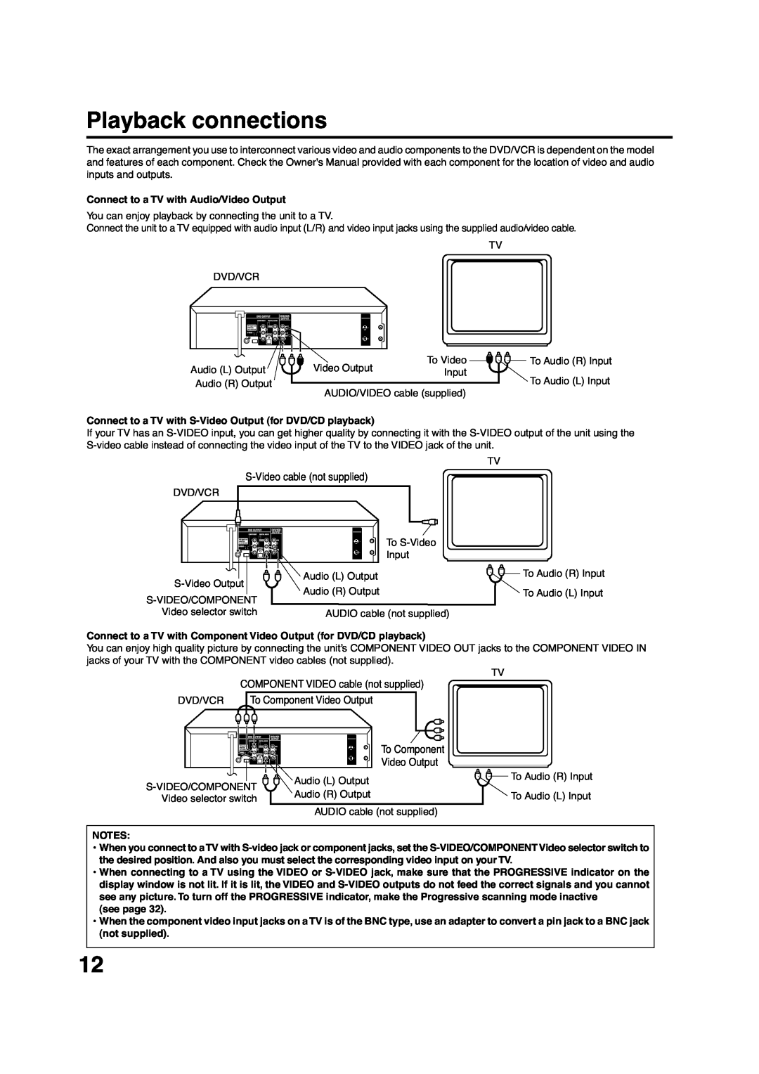 Pioneer DV-PT100 operating instructions Playback connections, Connect to a TV with Audio/Video Output, see page 
