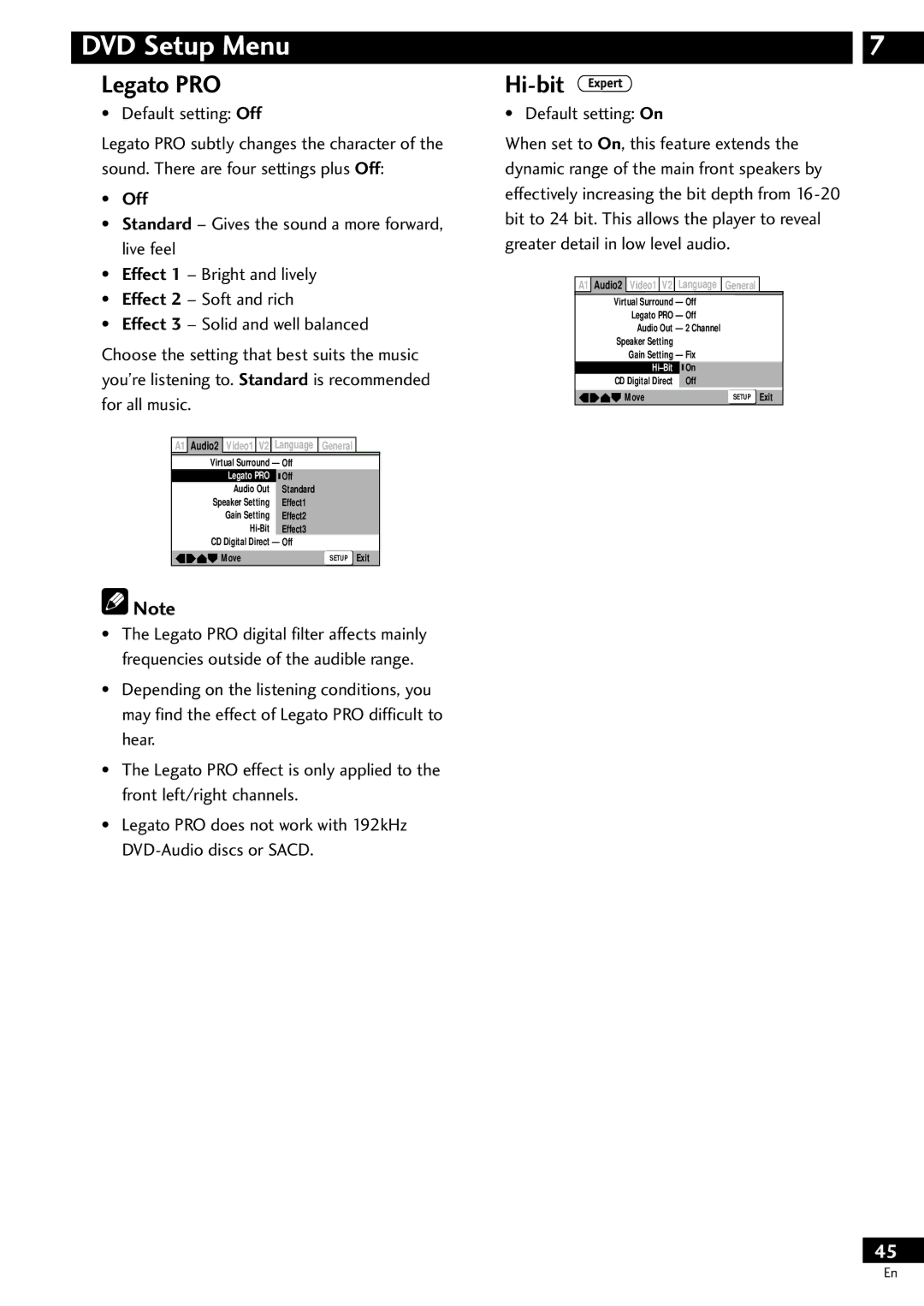 Pioneer DV-S733A operating instructions Legato PRO, Off 