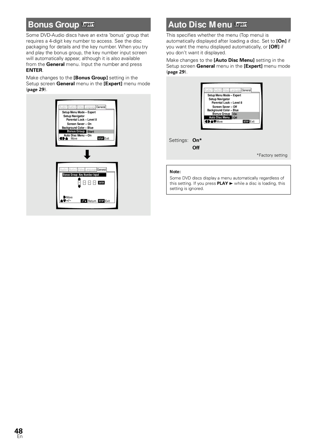 Pioneer DV-SS838A, DV-S88A operating instructions Bonus Group Expert, Auto Disc Menu Expert 