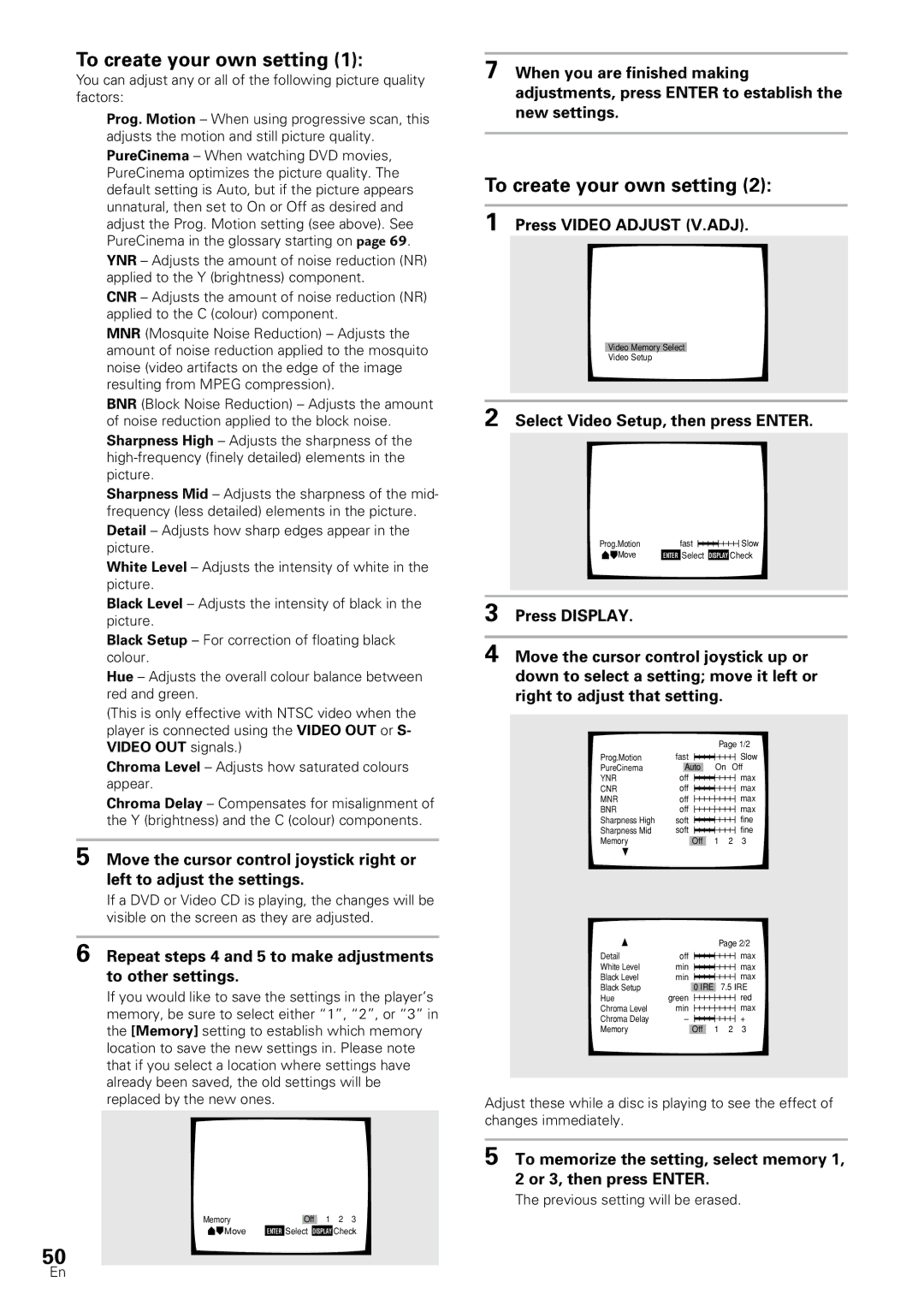 Pioneer DV-SS838A Repeat steps 4 and 5 to make adjustments to other settings, Select Video Setup, then press Enter 