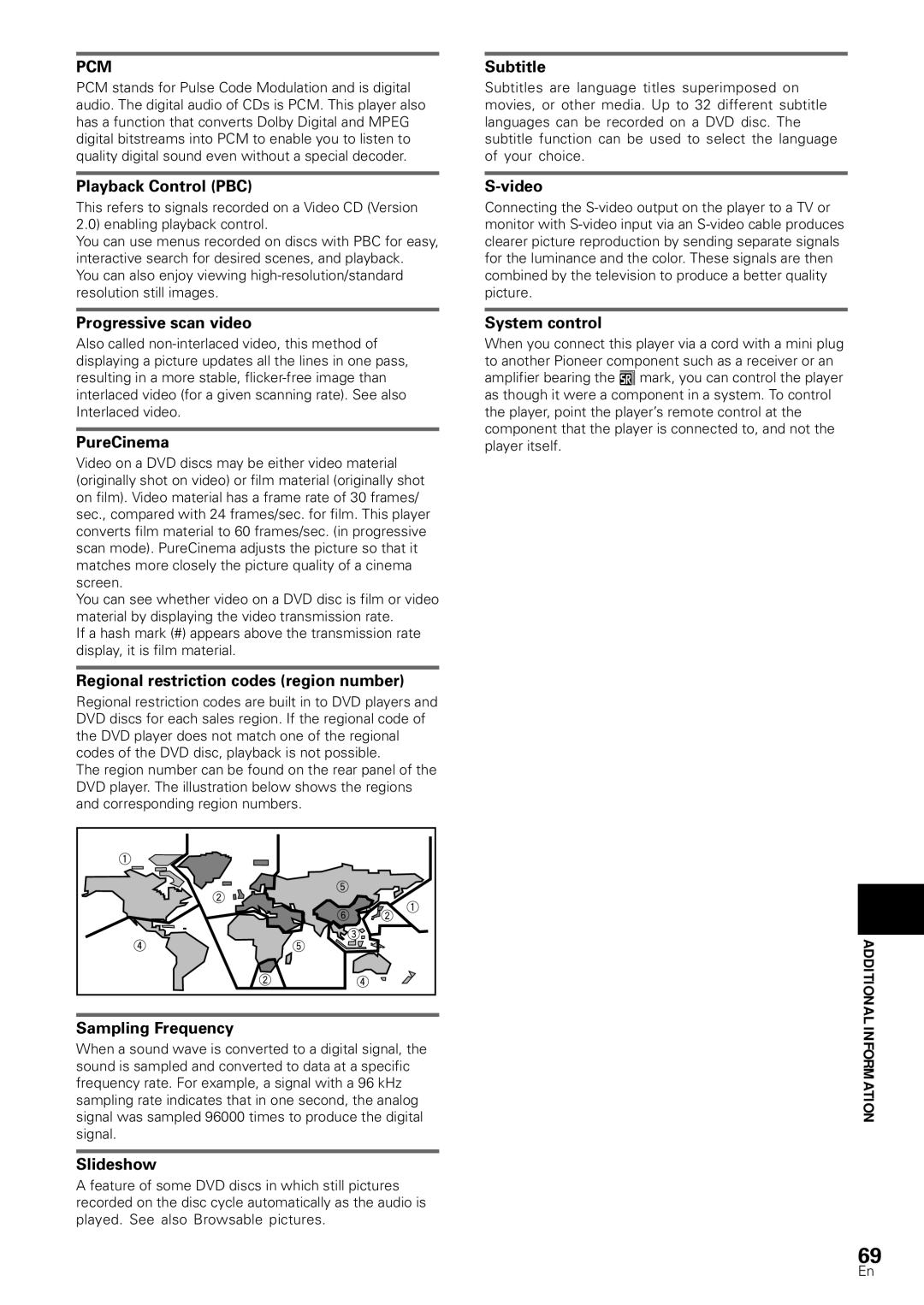 Pioneer DV-S88A, DV-SS838A operating instructions Pcm, Additional Information 