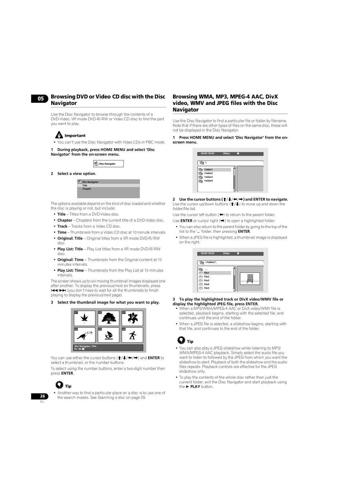 Pioneer DV58AV_KU_EN operating instructions Browsing DVD or Video CD disc with the Disc Navigator, Select a view option 