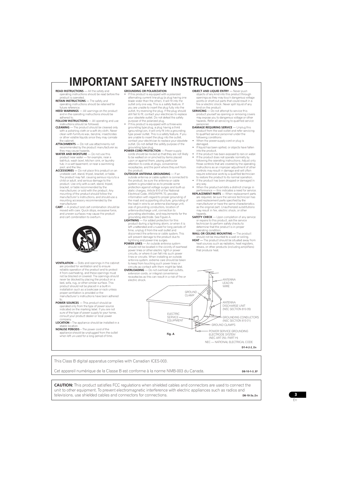 Pioneer DV58AV_KU_EN operating instructions Grounding or Polarization 