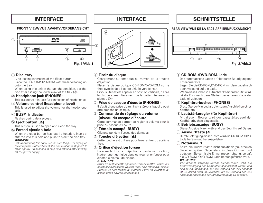 Pioneer DVD-115 operating instructions Interface, Schnittstelle 