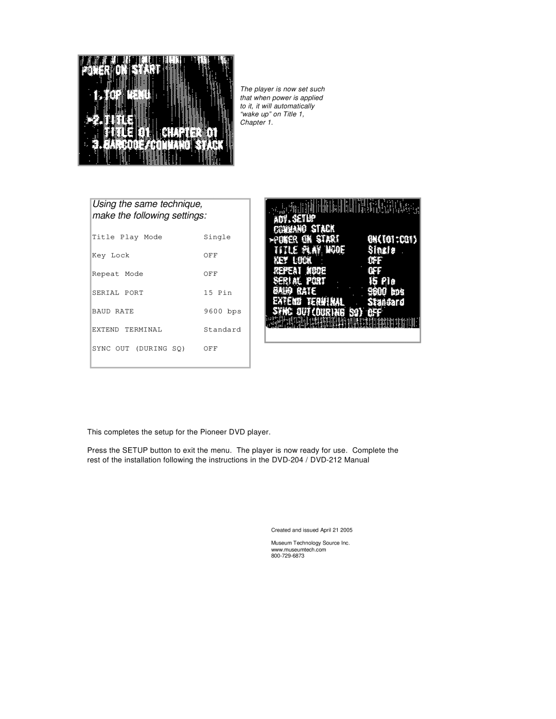 Pioneer DVD-204 instruction manual Using the same technique, make the following settings 