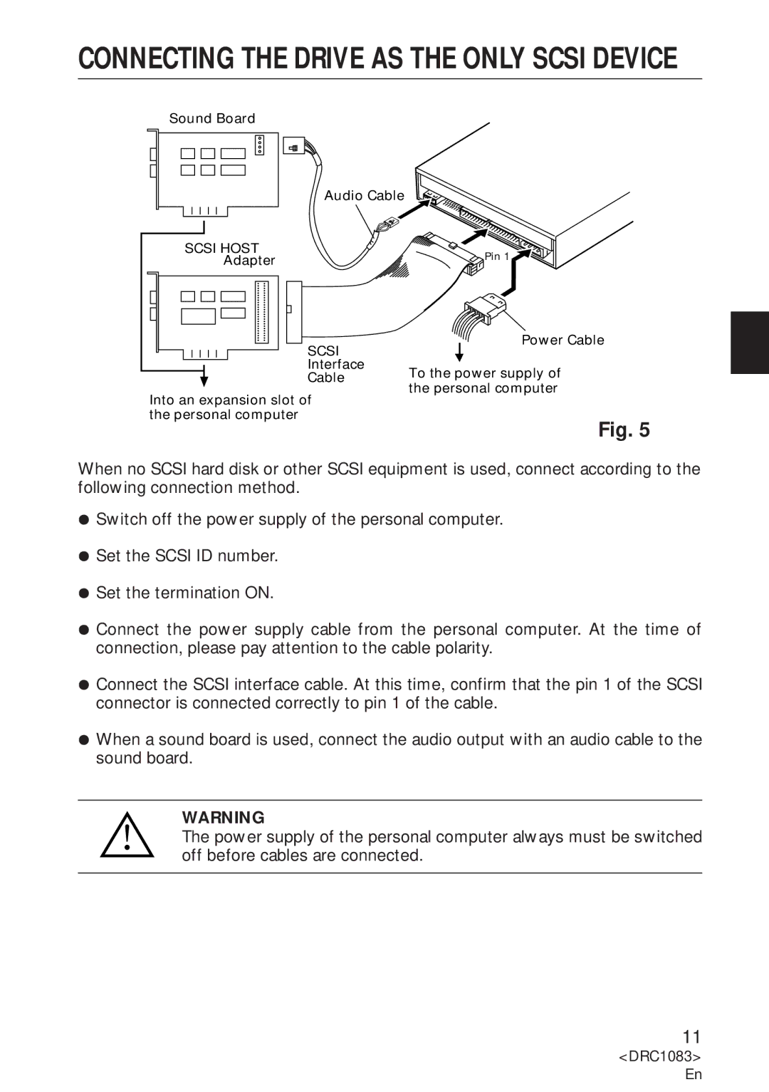 Pioneer DVD-U02 user service Connecting the Drive AS the only Scsi Device 