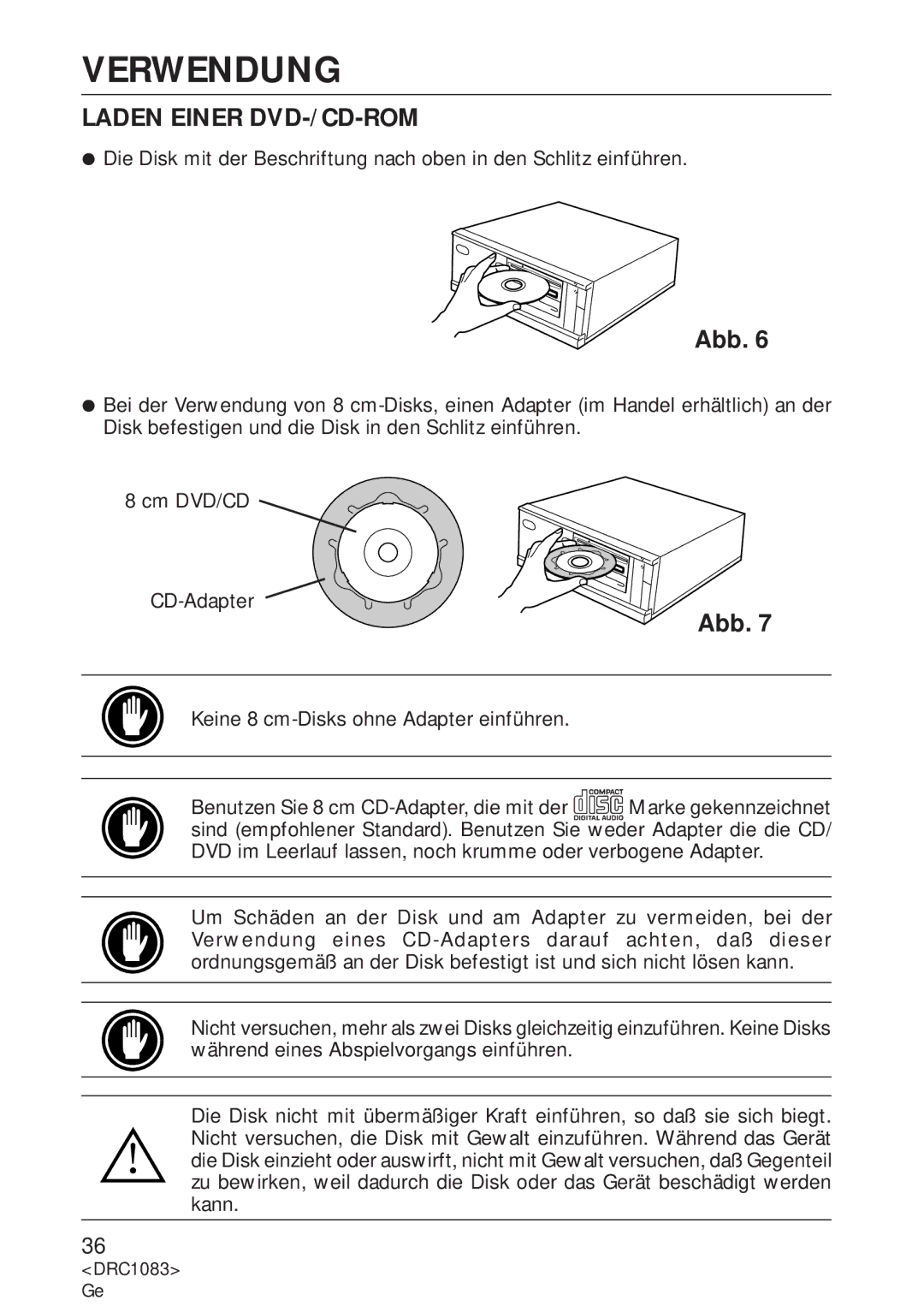 Pioneer DVD-U02 user service Verwendung, Laden Einer DVD-/CD-ROM 