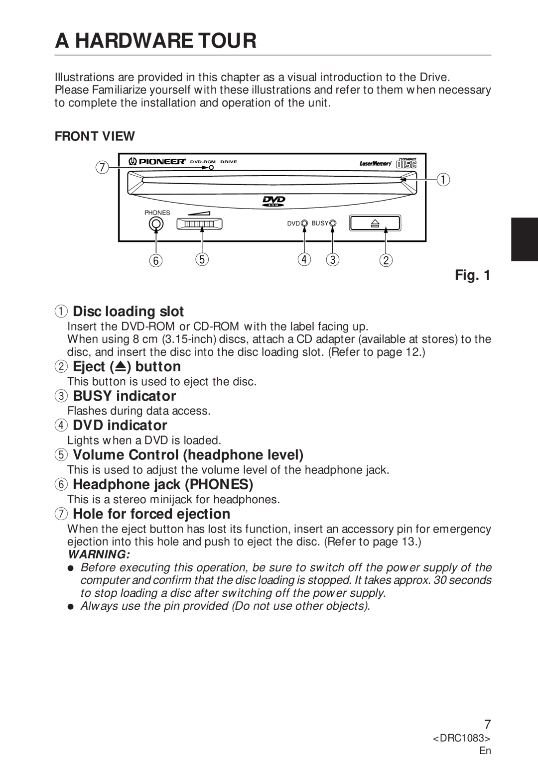 Pioneer DVD-U02 user service Hardware Tour 