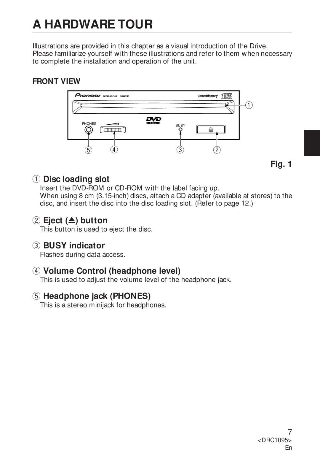 Pioneer DVD-U03S operating instructions Hardware Tour 