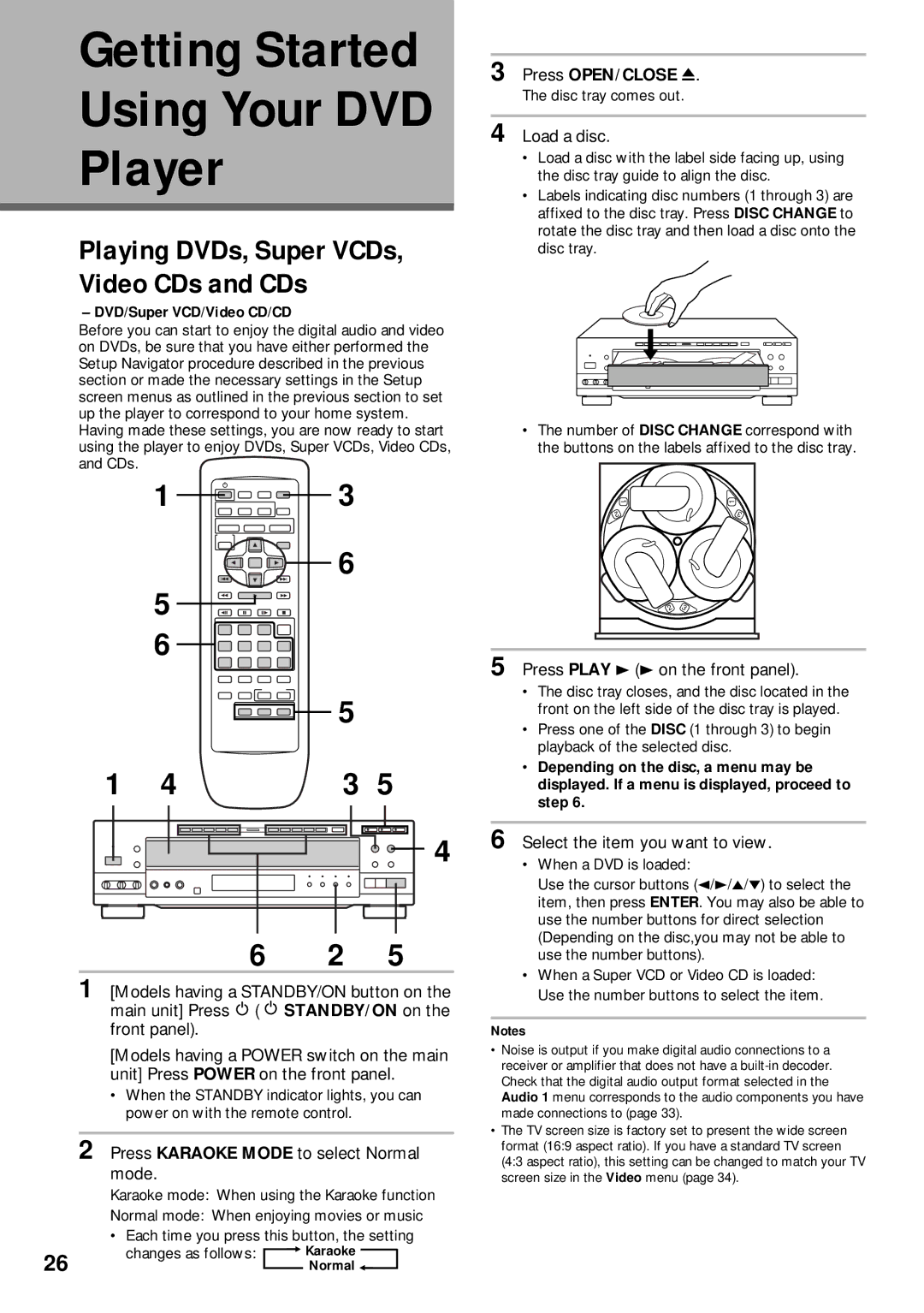 Pioneer DVD-V630 Getting Started, Player, Playing DVDs, Super VCDs, Video CDs and CDs, DVD/Super VCD/Video CD/CD 