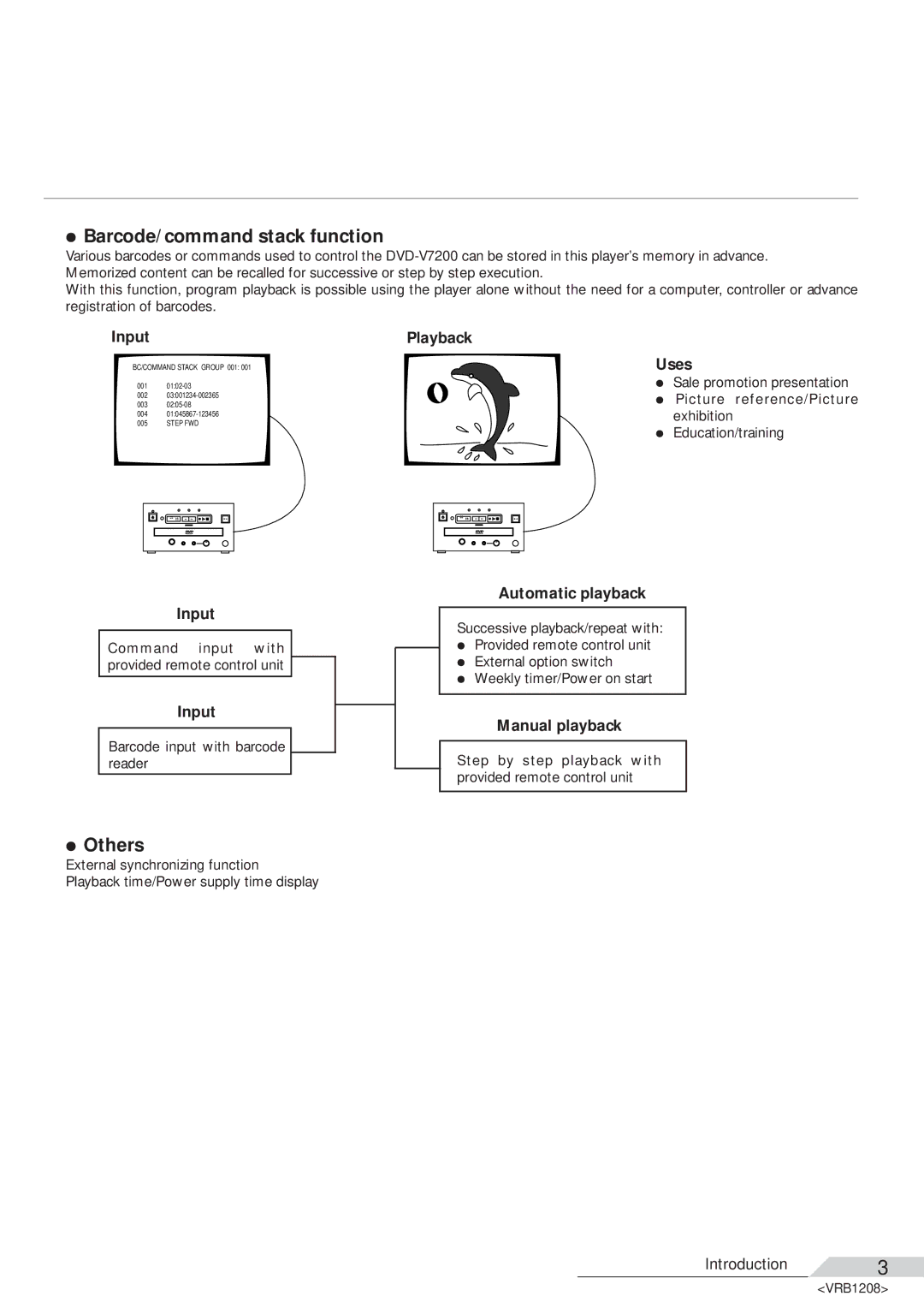 Pioneer DVD-V7200 operating instructions Input Playback, Automatic playback, Manual playback 