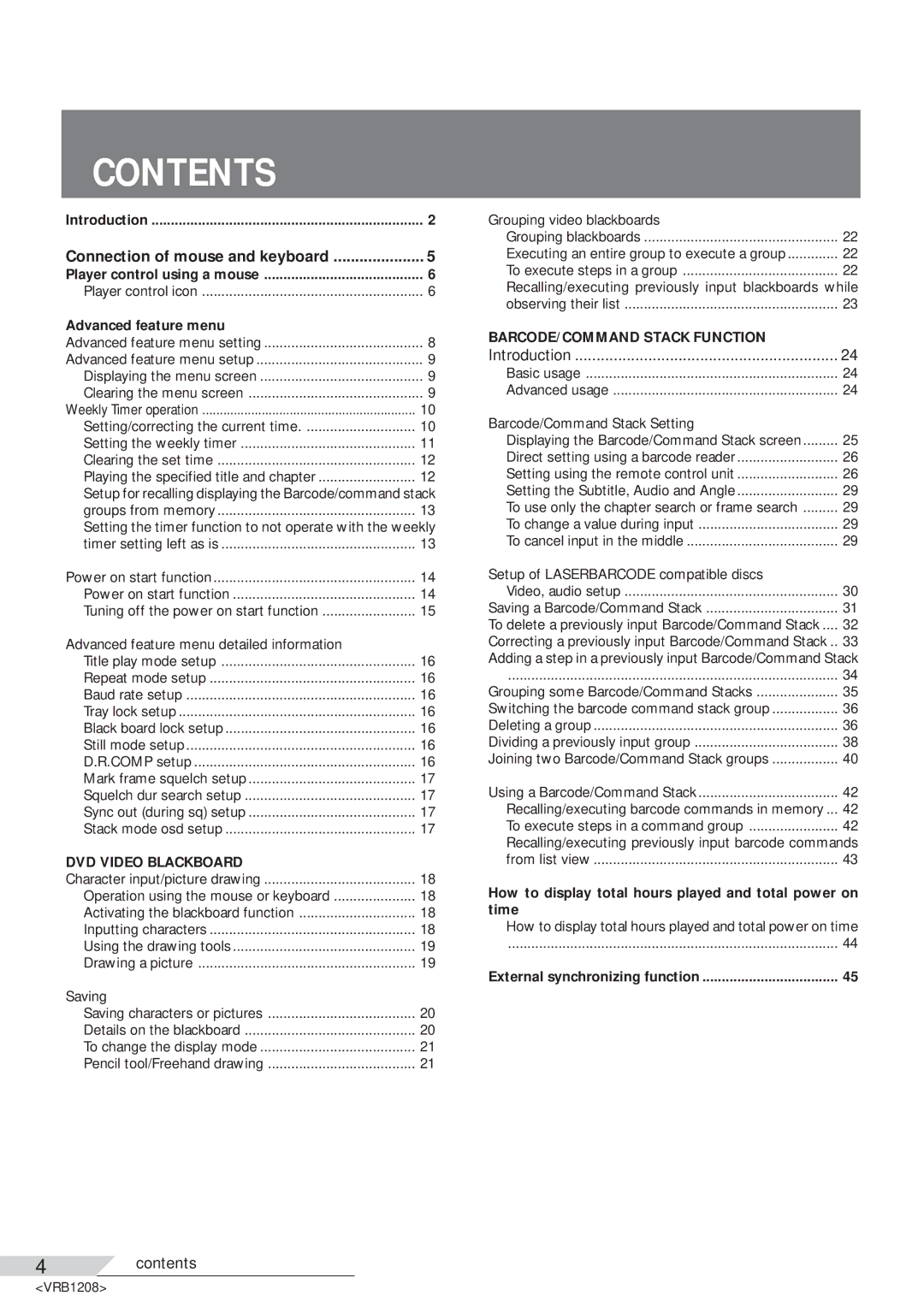 Pioneer DVD-V7200 operating instructions Contents 