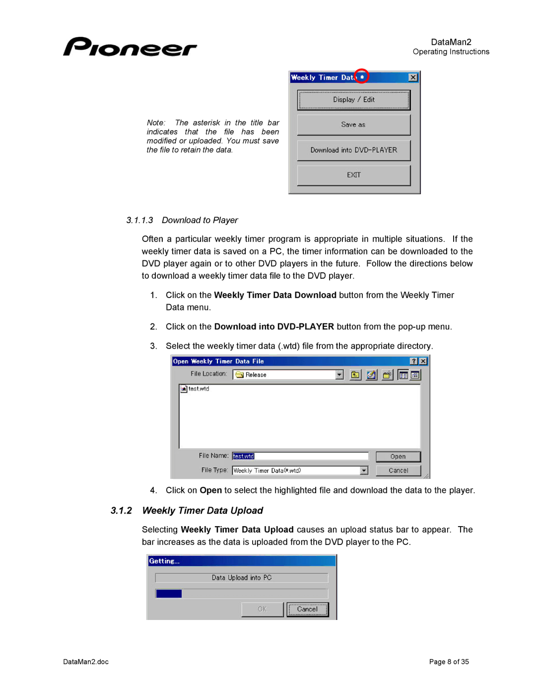 Pioneer DVD-V7400 manual Download to Player 