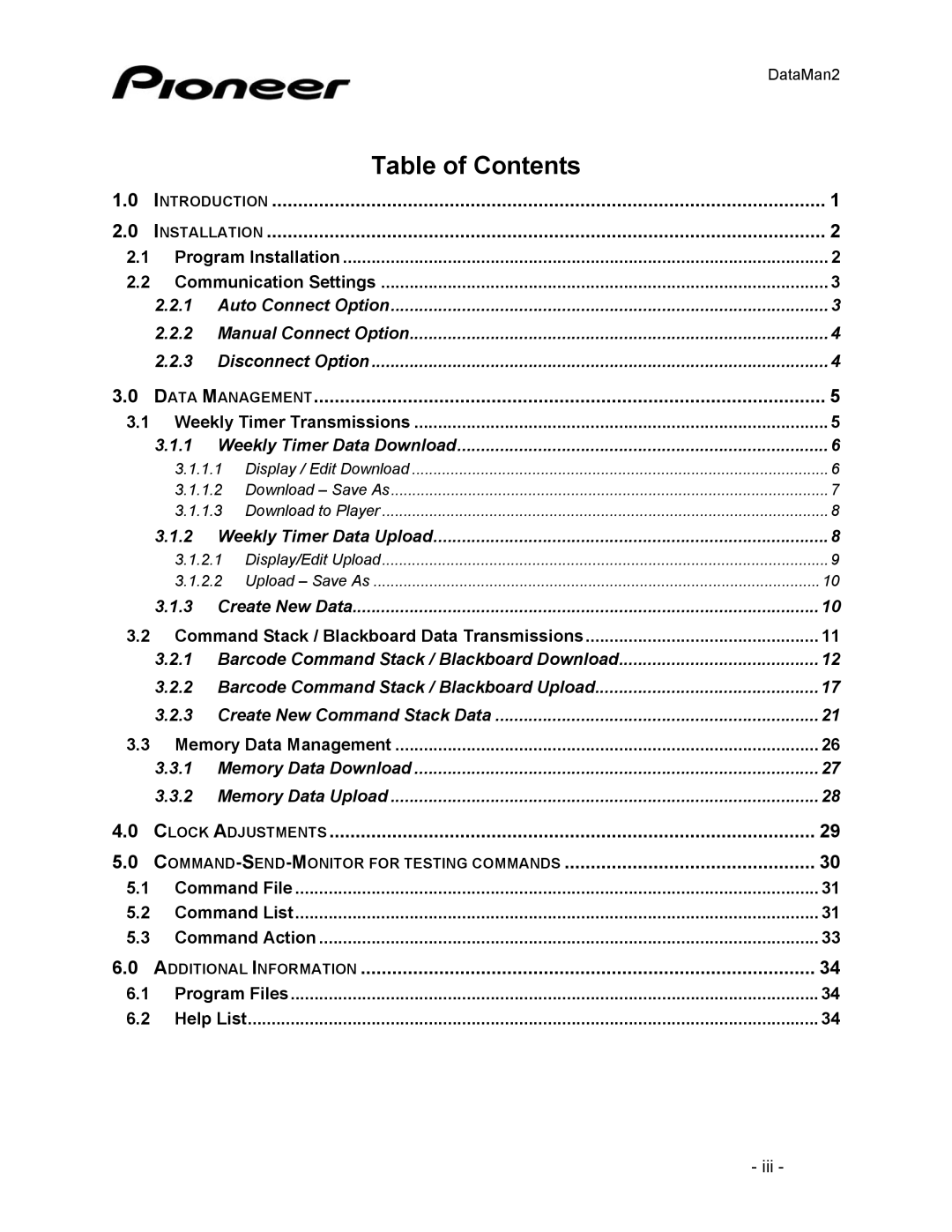 Pioneer DVD-V7400 manual Table of Contents 