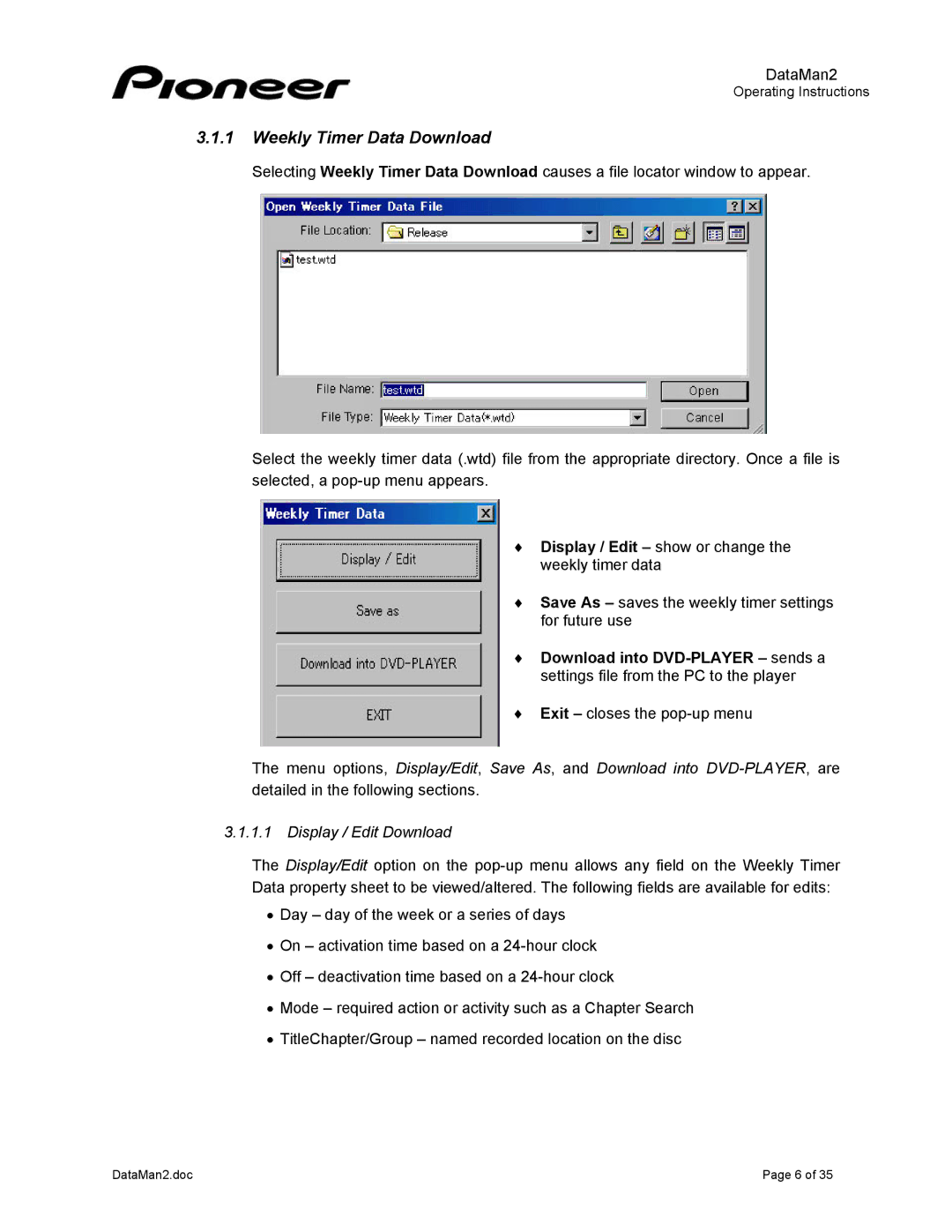 Pioneer DVD-V7400 manual Exit closes the pop-up menu 