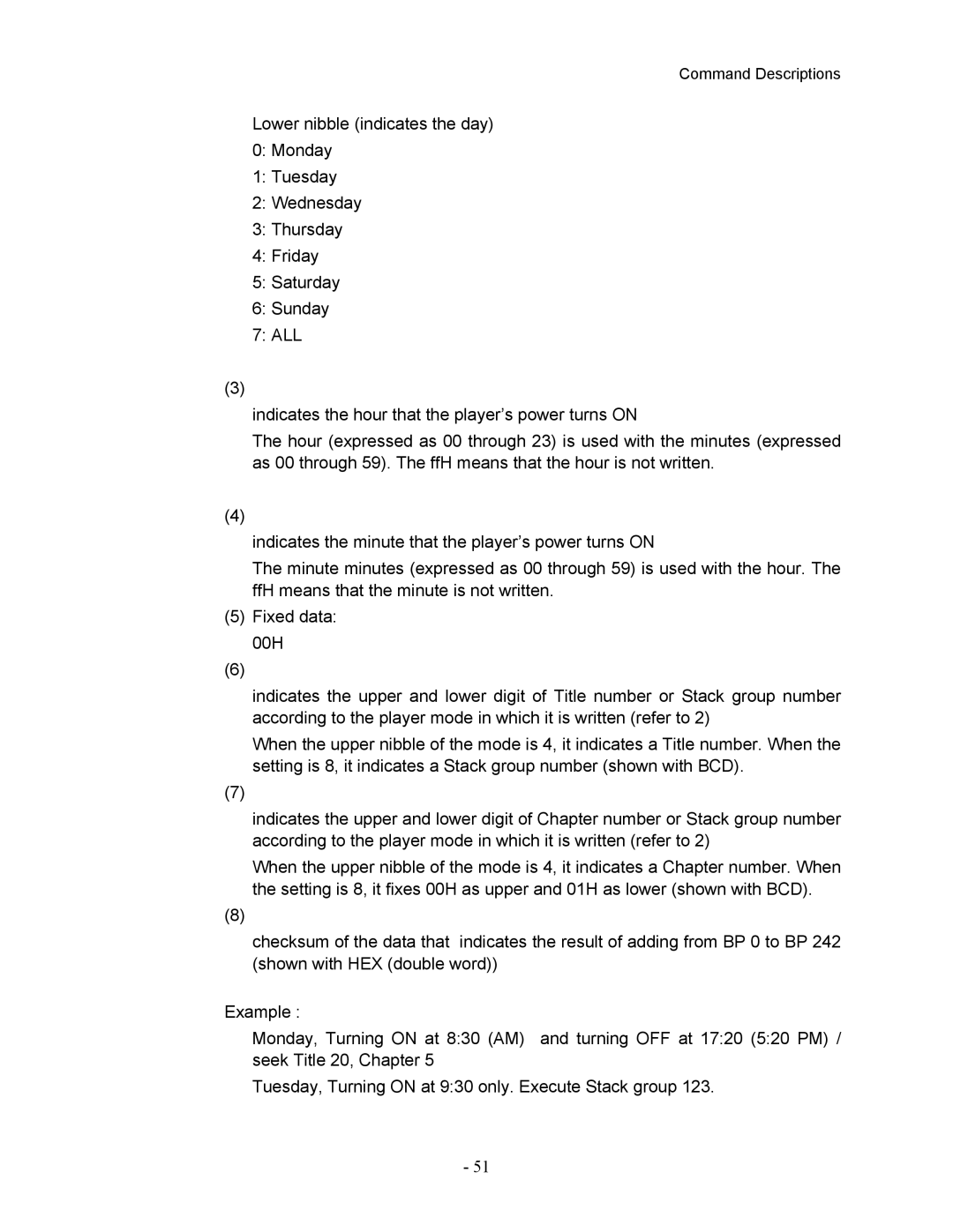 Pioneer DVD-V7400 manual Command Descriptions 