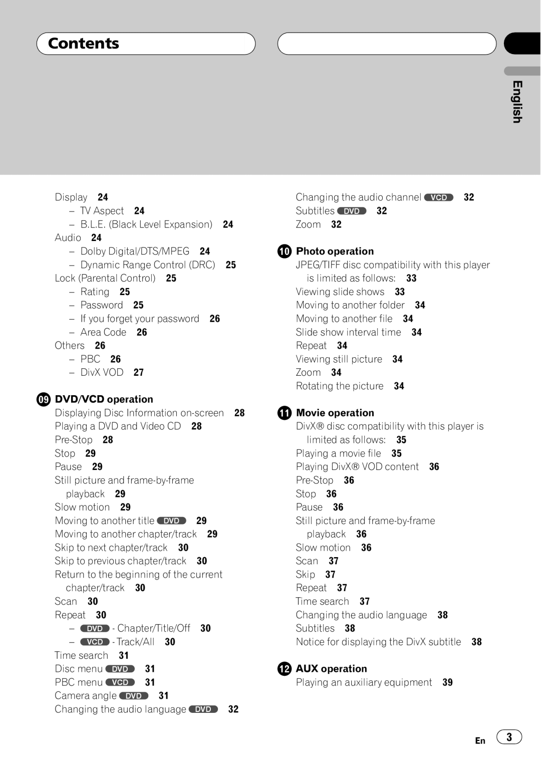 Pioneer DVH-390MP manual English, Pbc 