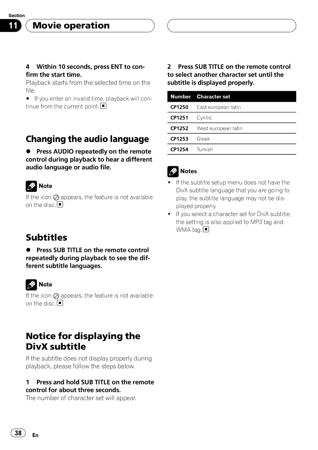 Pioneer DVH-390MP manual Changing the audio language, Subtitles 