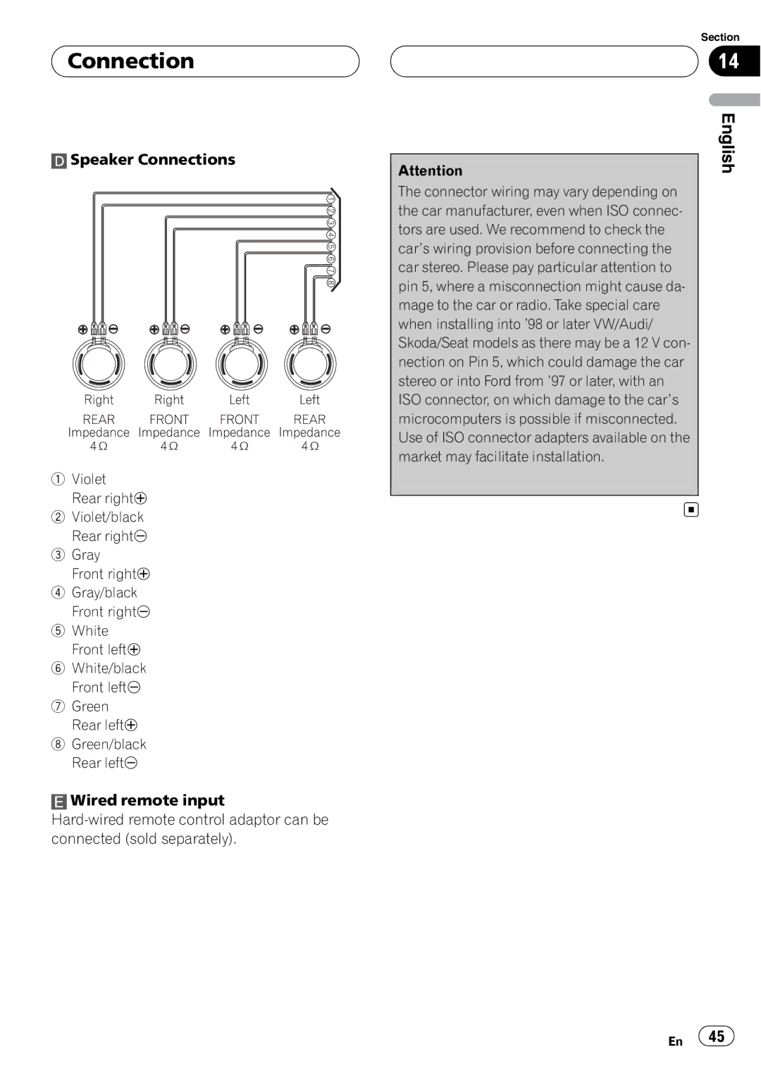 Pioneer DVH-390MP manual Connection 