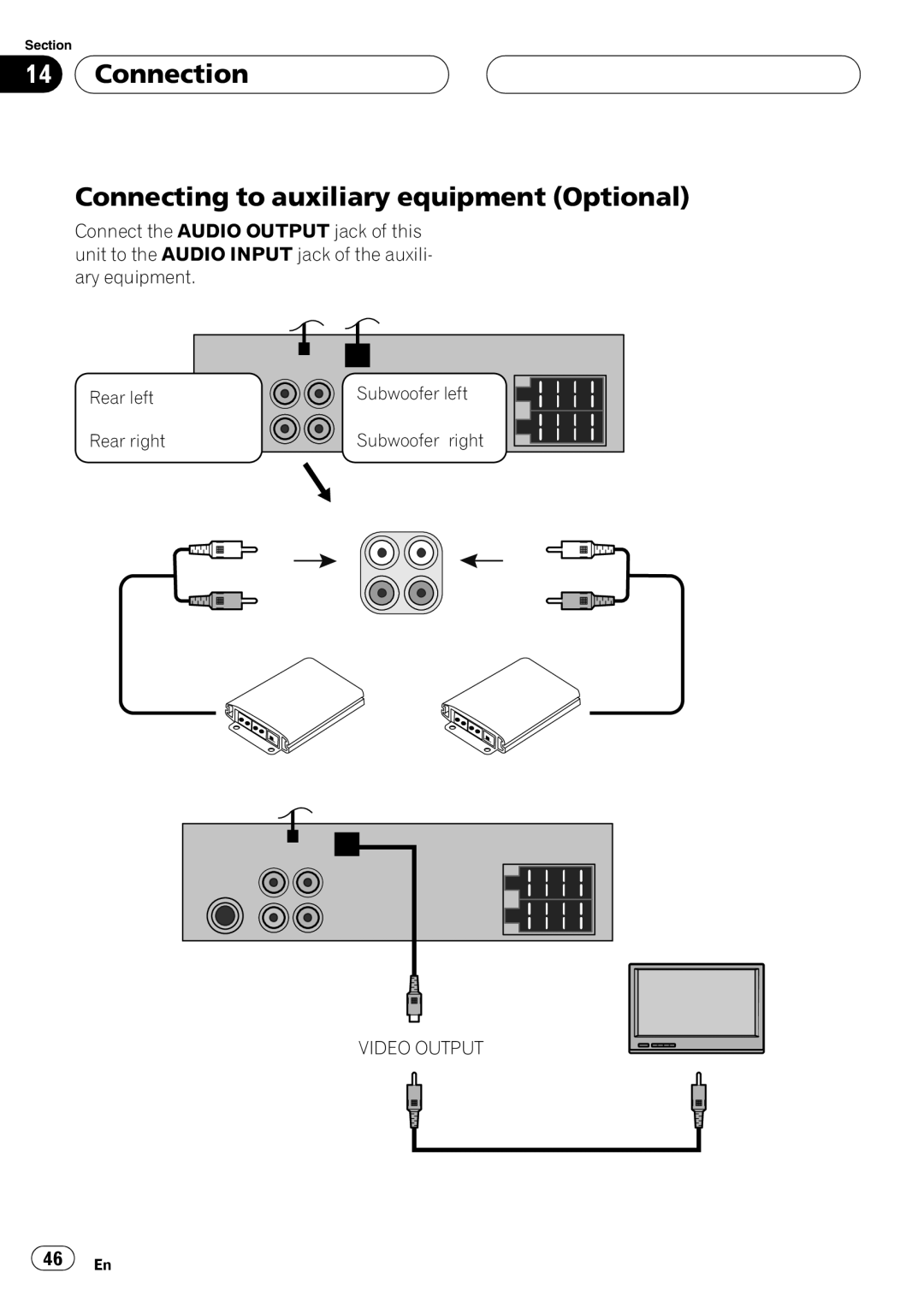 Pioneer DVH-390MP manual Connection Connecting to auxiliary equipment Optional, Video Output 