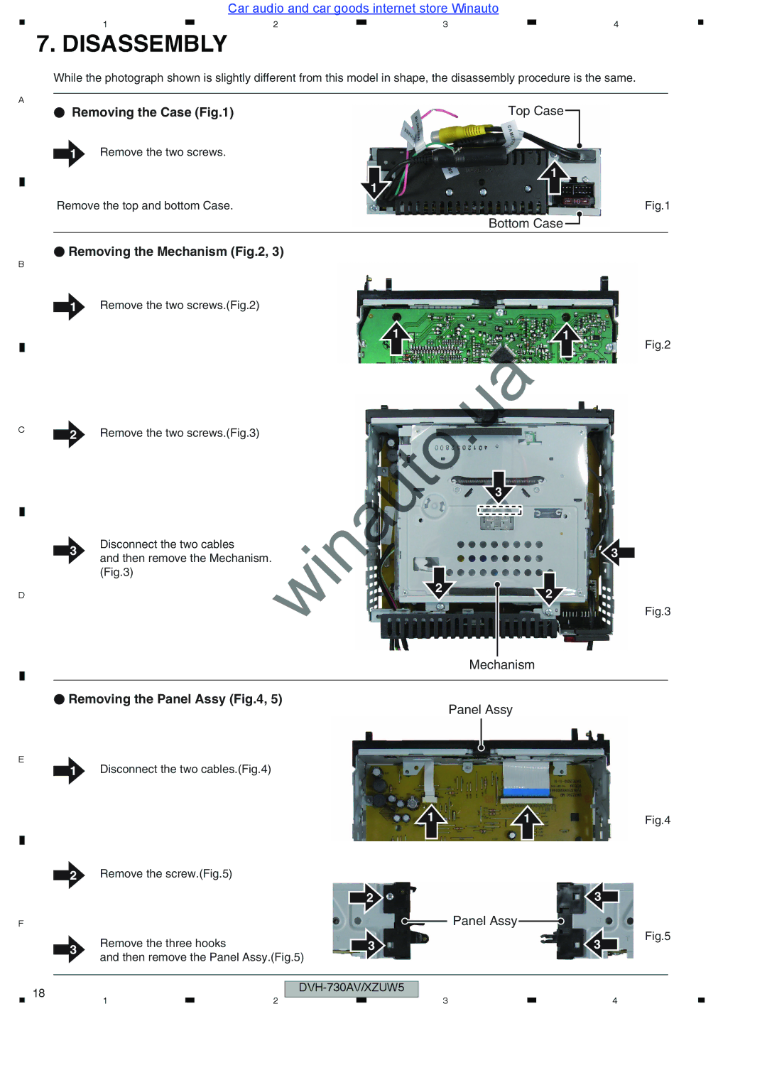 Pioneer DVH-735AV user manual Disassembly, Removing the Mechanism 