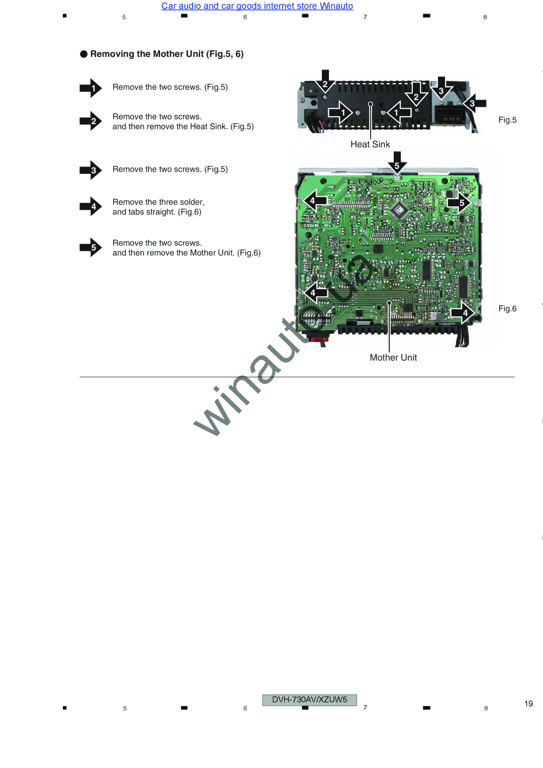 Pioneer DVH-735AV user manual Removing the Mother Unit 