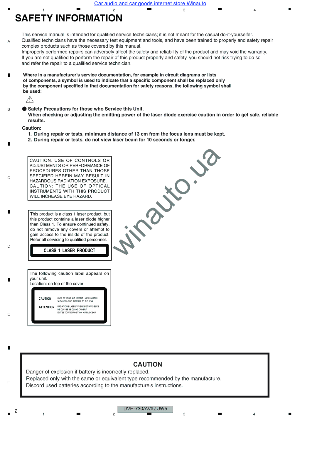 Pioneer DVH-735AV user manual Safety Information 